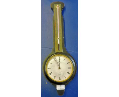 Clock - Vintage Farmhouse 'Barometer' and Thermometer  Barometer replaced with an H.Marc, Paris 8 Day Clock (no key).  Appear