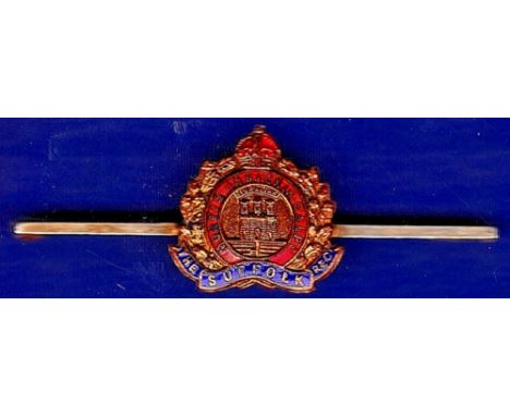 WWI The Suffolk Regiment Sweet Heart tie pin. Made from Brass and silver with blue and red enamelling. Scarce.