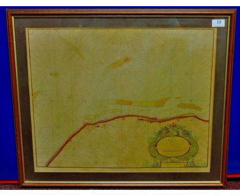 Map - Fine framed map of Yarmouth  Presented to His Grace Henry Duke of Norfolk by Captain G.Collins.  27½" x 22½".  Fine ite