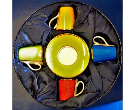 Royal Worcester  Delightful 4 coffee cups and saucers in celebration of H.R.H. 80th Birthday dated 2006 in original box in po