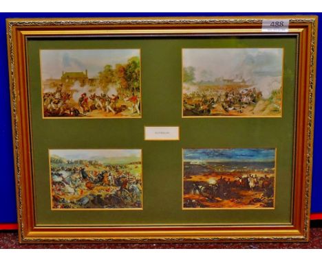 Waterloo - Four prints depicting scenes from the battle. Framed together in a single frame.  Nice item.