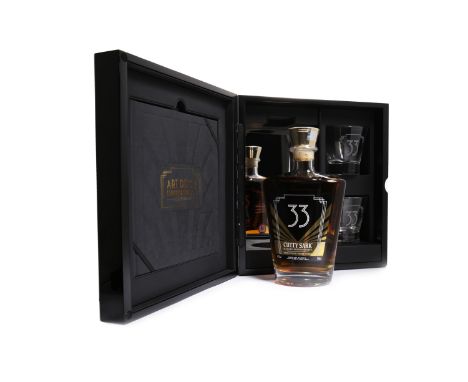 CUTTY SARK AGED 33 YEARS ART DECOBlended Scotch Whisky. 700ml, 41.7% volume, in presentation box with two branded glasses and