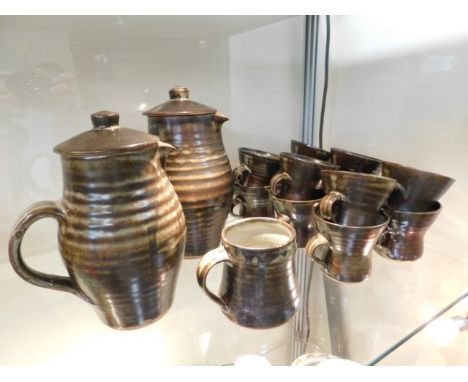 Fifteen pieces of St. Ives Leach pottery coffee wares