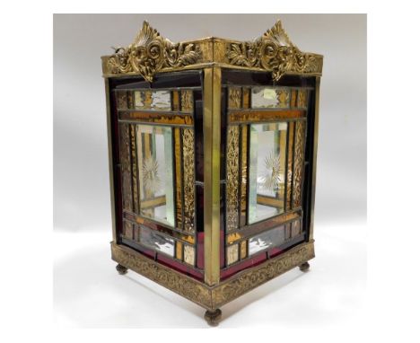 An antique arts &amp; crafts style light shade, 9.25in wide x 15.25in high