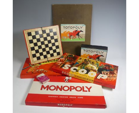 A 1930s boxed Totopoly board game by Waddington’s, with accompanying playing pieces, cards and original leaflet of rules, tog