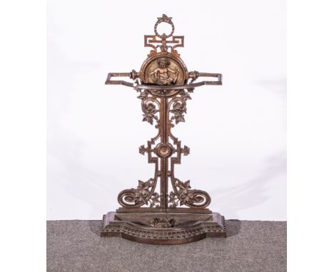 Victorian style cast iron stick stand, height 77cm.