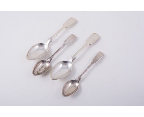 Set of six Maltese silver teaspoons, mid 19th Century fiddle pattern, five similar teaspoons, 1838, together with a set of si