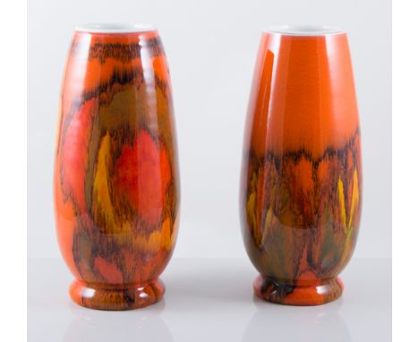 Pair of Poole Pottery ovoid vases, 22cm.
