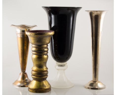 Small collection of candle holders, ceramic, glass and plated. (8)