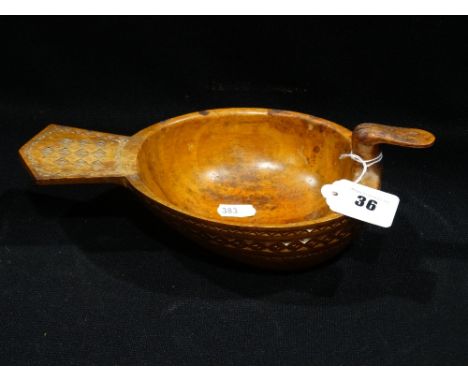      A Vintage Mid 20th Century Scandanavian Carved Wooden Duck Bowl, 10" Across     