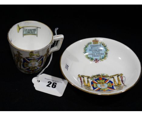      A Wileman & Co Boar War Commemorative Cup & Saucer                              