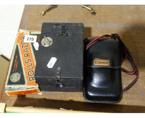     A Vintage Box Camera, Together With A Rolls Razor Etc                           