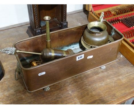     A Copper Planter, Together With Further Copperware Including A Shot Flask       