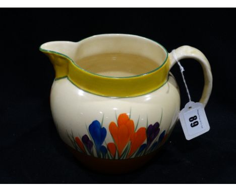      A Clarice Cliff Bizarre Crocus Pattern Circular Based Milk Jug                  