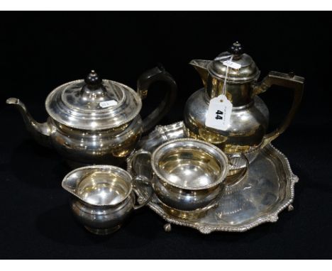      A Three Piece Circular Based Plated Tea Service, Together With Further Plated Ware                                      