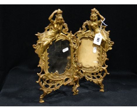     A Pair Of Edwardian Gilt Metal Easel Photograph Frames                          