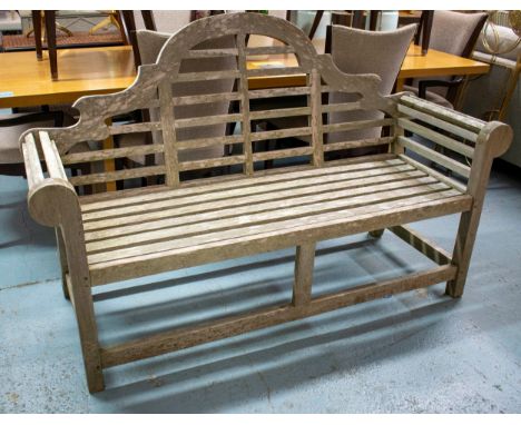 LUTYENS STYLE GARDEN BENCH, 104cm H x 166cm W, teak. 