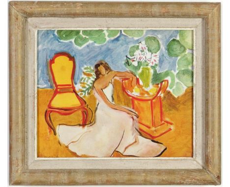 Henri Matisse, Femme Assise, Off set lithograph – signed in the plate, Vintage French frame, 21.5 x 26cm. 