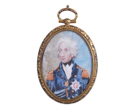 A MINIATURE PORTRAIT MEDALLION OF LORD NELSON, LATE 19TH-CENTURY, in watercolour and gouache probably after Daniel Orme, cont