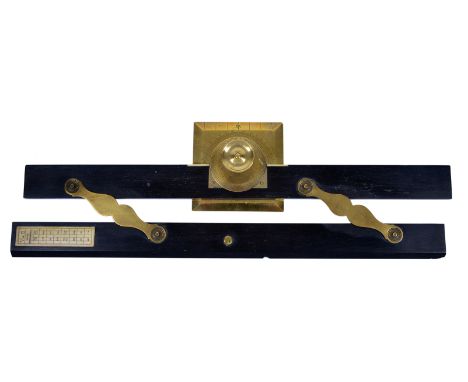 A RARE COMBINED COURSE INDICATOR AND PARALLEL RULE, PROBABLY MID 19TH-CENTURY, the ebonised rule with brass mounted compass s