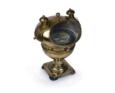 A 19TH-CENTURY BINNACLE COMPASS BY D. MCGREGOR & CO, GREENOCK, with 4½in. liquid compass signed as per title, gimbal-mounted 