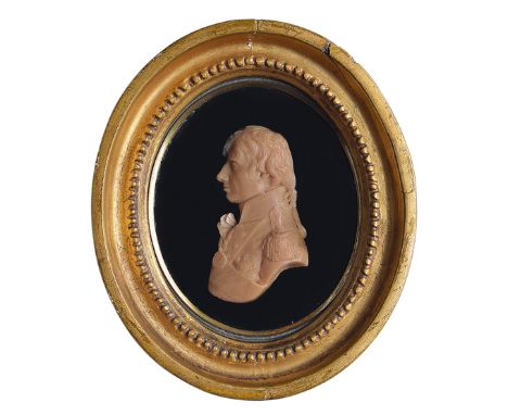 A WAX RELIEF PORTRAIT OF NELSON BY CATHERINE ANDRAS, 1805, the 3in. bust-length image modelled in light-brown wax, signed and