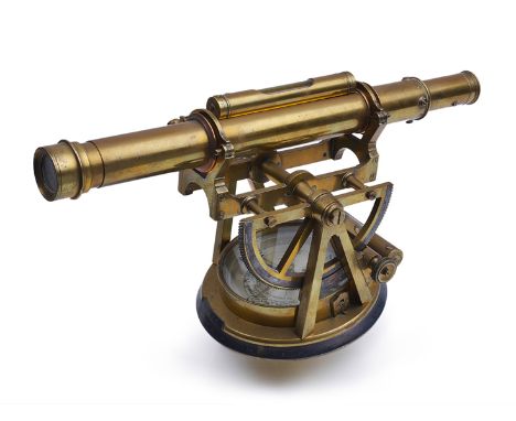 A BRASS THEODOLITE BY THOMAS RUBERGALL, LONDON, CIRCA 1840, signed and inscribed on the 2½in. silvered dial Thomas Rubergall 