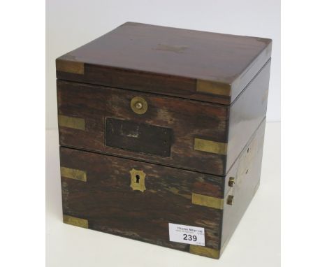 A THREE-TIER CHRONOMETER BOX, PROBABLY LATE 19TH-CENTURY, brass mounted, the inner lid inscribed x1145:, plain glass top, con