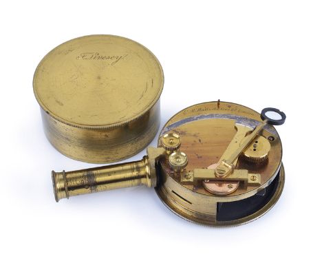 A DRUM SEXTANT BY W.R. WATTS, LONDON, CIRCA 1866, of typical form, constructed in lacquered brass signed by inset silvered sc