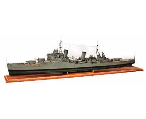 A FINELY DETAILED 1:48 SCALE MODEL OF THE ‘TOWN’ CLASS LIGHT CRUISER H.M.S. SHEFFIELD [1936], modelled by P. Oakley, the carv