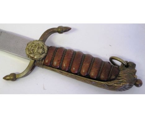 A GRV ROYAL NAVY DIRK, CIRCA 1915, of standard pattern, with 18¼in. etched blade, tanned snakeskin wire-bound grip, regulatio