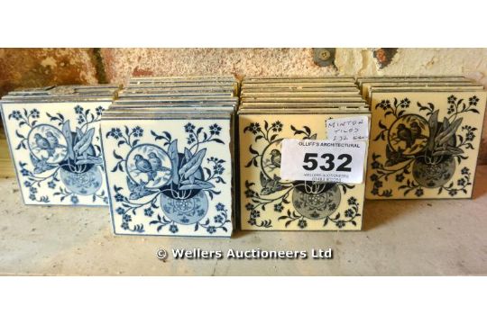 A Set Of Twenty Five Bird Design Minton Tiles In Blue And Black A Set Of Twenty Five Bird Design Minton Tiles In Blue And Black Each Tile 100 X