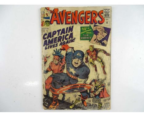 AVENGERS #4 - (1964 - MARVEL - UK Price Variant) - KEY MARVEL BOOK - First Silver Age appearance of Captain America + joins t