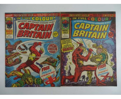 CAPTAIN BRITAIN #1 &amp; 2 - (2 in Lot) - (1976 - BRITISH/MARVEL - UK Price Variant) - Includes Origin and First appearance o