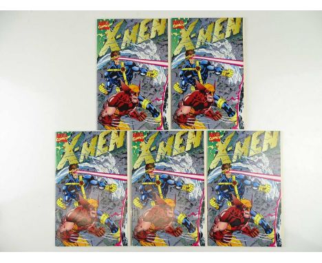 X-MEN #1 - (5 in Lot) - (1991 - MARVEL) - Wraparound, fold out cover featuring all the X-men plus pin ups on interior pages -
