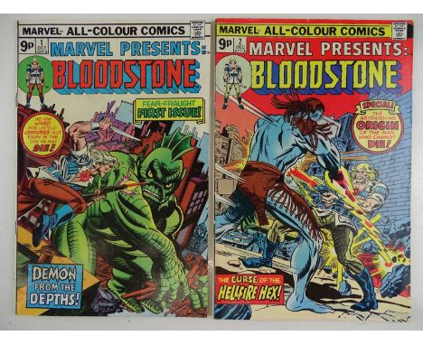 MARVEL PRESENTS: BLOODSTONE #1 &amp; 2 - (2 in Lot) - (1975 - MARVEL - UK Price Variant) - Includes First and Second appearan