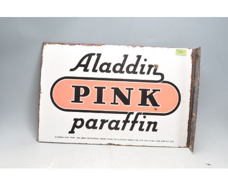 A vintage retro 20th century double sided Aladdin Pink Paraffin enamel shop sigh / advertising haberdashery shop sing of a re