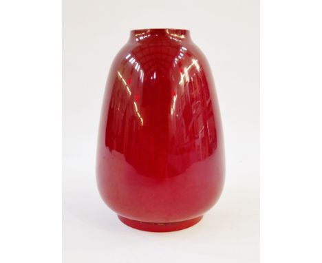 A Bernard Moore flambe vase of inverted baluster form, signed to base, 20cm high