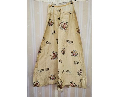 Late eighteenth century silk embroidered skirt,&nbsp;possibly Spitalfields c. 1780, the skirt is front panel only attached to