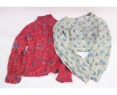 A quantity of vintage silk and cotton blouses/shirts to include labels such as Angela Gore, Jaeger, hand embroidered silk mad