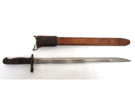 American Made M1917 Bayonet For The British P14 Rifle 17 inch, single edged blade with fuller. &nbsp;The forte dated "4/16" w