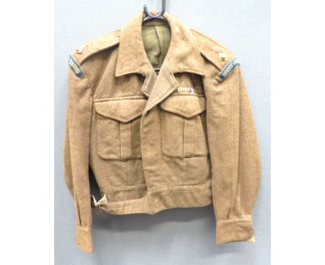 1937 Pattern Privately Tailored Battledress Jacket khaki woollen, single breasted, converted open collar, short jacket. &nbsp