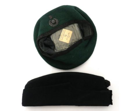 Officer's Rifle Field Service Cap green crown, body and lower curtain. &nbsp;Black composite, QC Rifles buttons. &nbsp;Black 