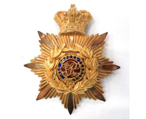 Victorian Royal Military College Officer Cadet's Helmet Plate gilt backing star surmounted by a Victorian crown. &nbsp;Gilt l