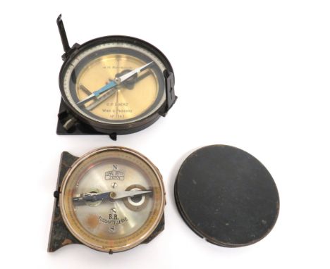 Artillery Compass Sight glazed disc dial marked "Carl Zeiss Jena" and "B.R. Fussartillerie". &nbsp;Removable top cover. &nbsp