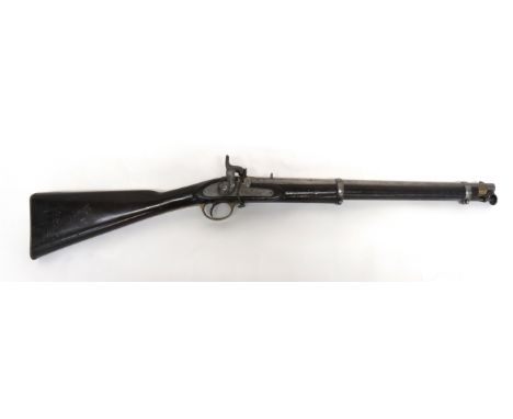 1858 Pattern Enfield Cavalry Percussion Carbine 16 bore, 21 inch, smoothbore barrel. &nbsp;Front blade sight. &nbsp;Rear V si