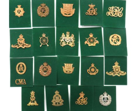 20 x Corps Cap Badges Including Victorian including brass Vic crown APC ... Brass Vic crown ASC ... Brass Vic crown Royal Eng