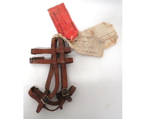 Scarce Sealed Pattern "War Dog" Muzzle tan leather head and muzzle harness with steel buckles. &nbsp;Broad arrow stamped. &nb