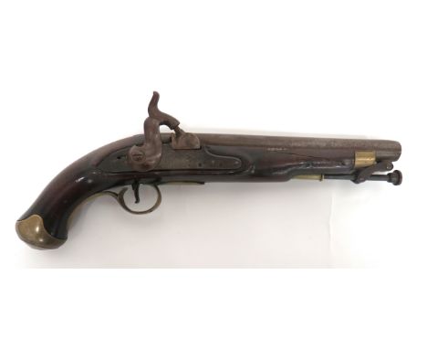 Early 19th Century New Land Flintlock Pistol Converted Percussion 15 bore, 8 3/4 inch barrel. &nbsp;The rear with proof stamp