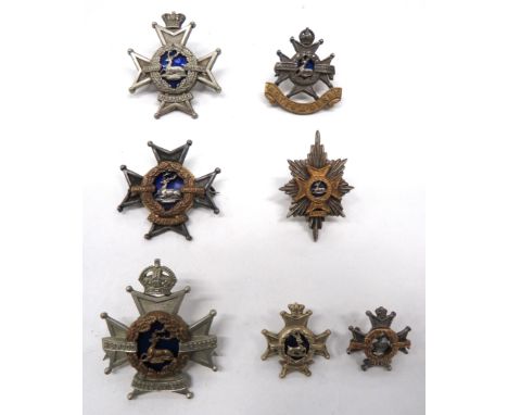 7 x Various Notts &amp; Derby Officer Orientated Badges consisting white metal, gilt and enamel, KC Notts &amp; Derby (lugs) 